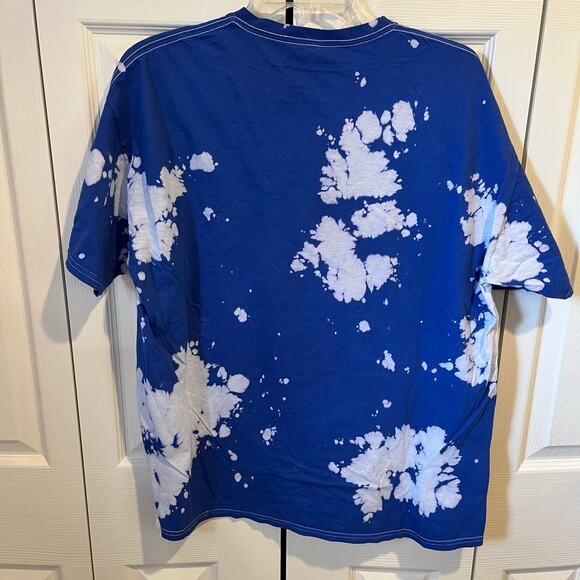 Def Leppard Hysteria Animal Band Tee Bleach Tie Dye Blue White Large NWOT - Picture 2 of 5